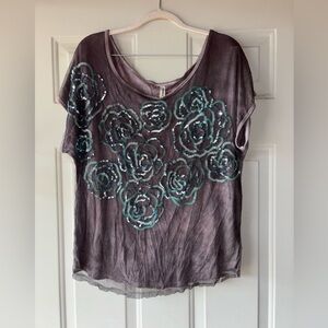 Free People gray sequin embellished top size M